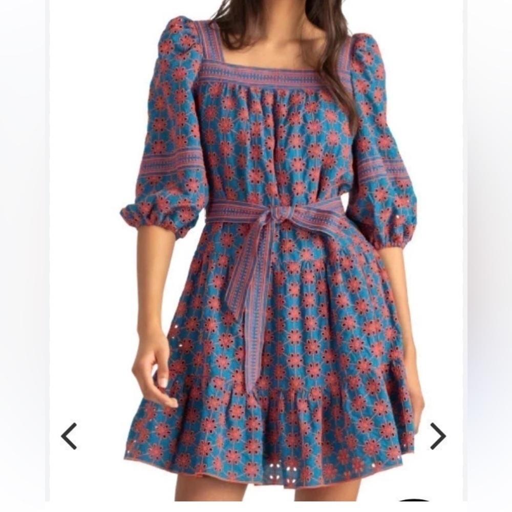 Shoshanna Celia Dress | Teal & Orange | 2